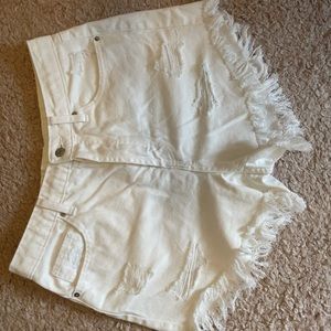 High Rise Frayed Hem Jean Shorts - Wild Fable